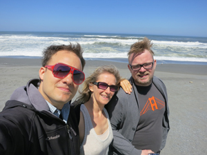 Scott, Sunna and Toggi on the beach north of Eureka, CA Scott, Sunna and Toggi on the beach north of Eureka, CA